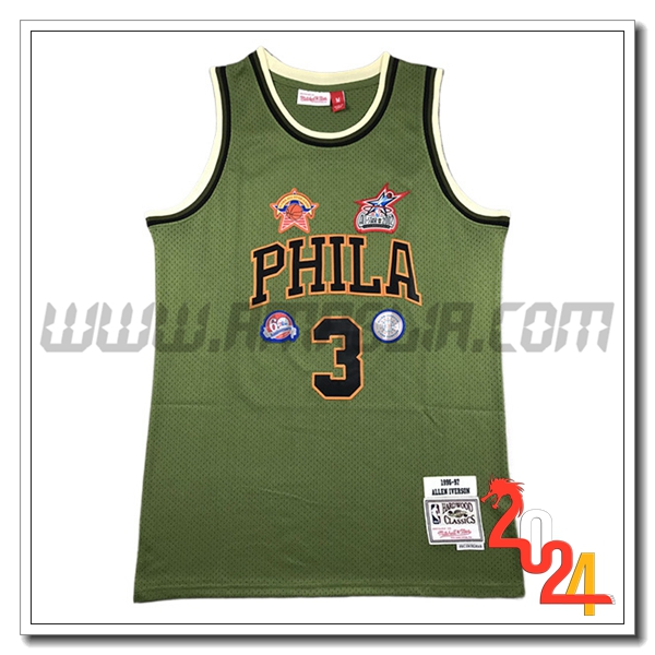 Maglia Philadelphia 76ers (IVERSON #3) 2024/25 Verde/Nero