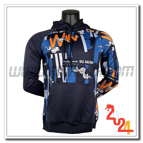 Felpa Cappuccio F1 RedBull Racing Team Nero/Blu/Arancia 2024
