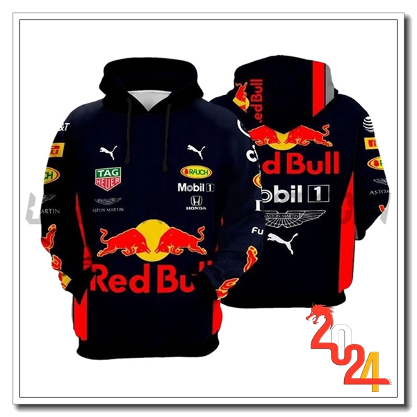Felpa Cappuccio F1 RedBull Racing Team Nero/Rosso 2024