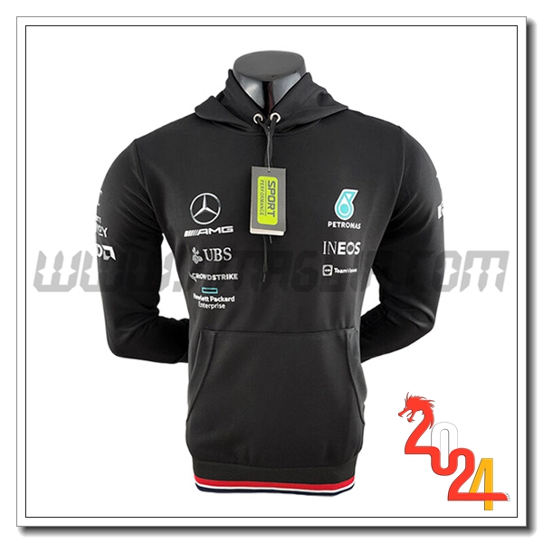 Felpa Cappuccio F1 Mercedes Benz Team Nero 2024