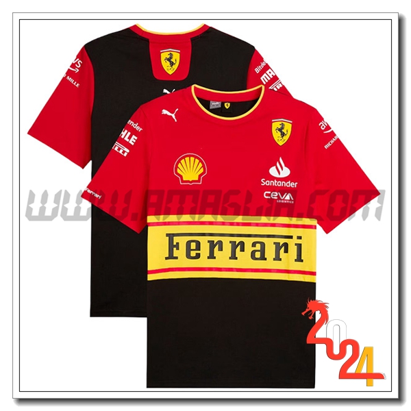 Maglietta F1 Scuderia Ferrari Team Rosso/Nero/Giallo 2024 -02