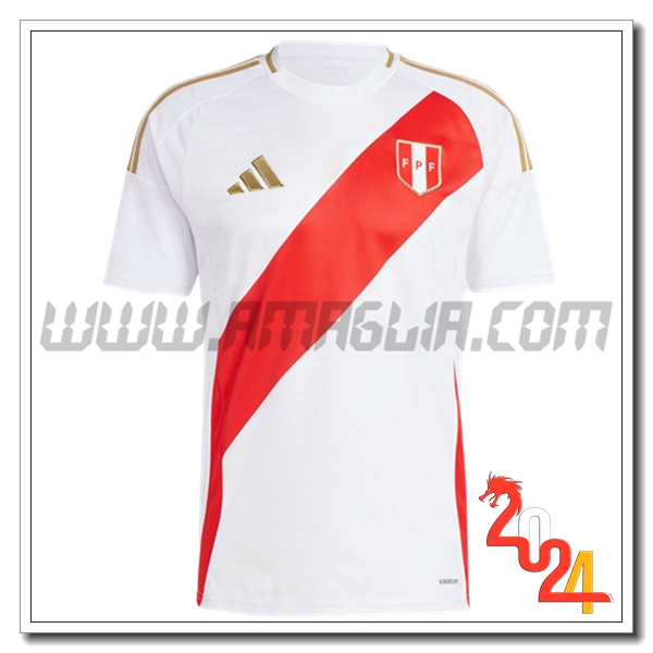 Maglia Squadra Perù Prima 2024 2025 Bianco Rosso
