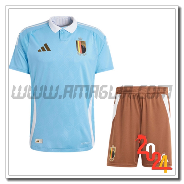 Kit Maglia Belgio Seconda + Pantaloncini 2024 2025 Cielo blu