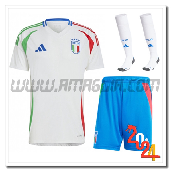 Kit Maglia Italia Seconda (Pantaloncini + Calzini) 2024 2025 Bianco