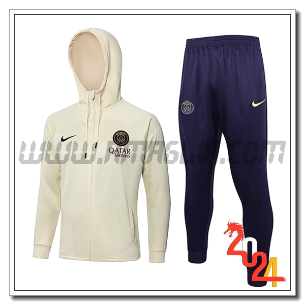 Giacca Con Cappuccio Tuta Giacca A Vento PSG Beige 2024 2025