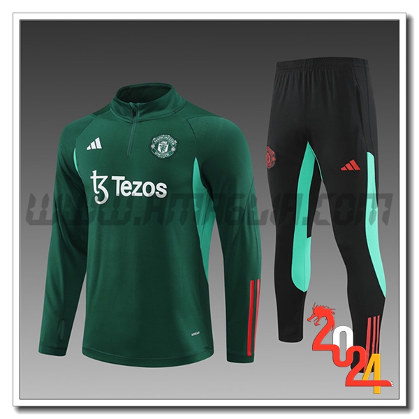 Tuta Allenamento Manchester United Bambino Verde/Nero 2024 2025