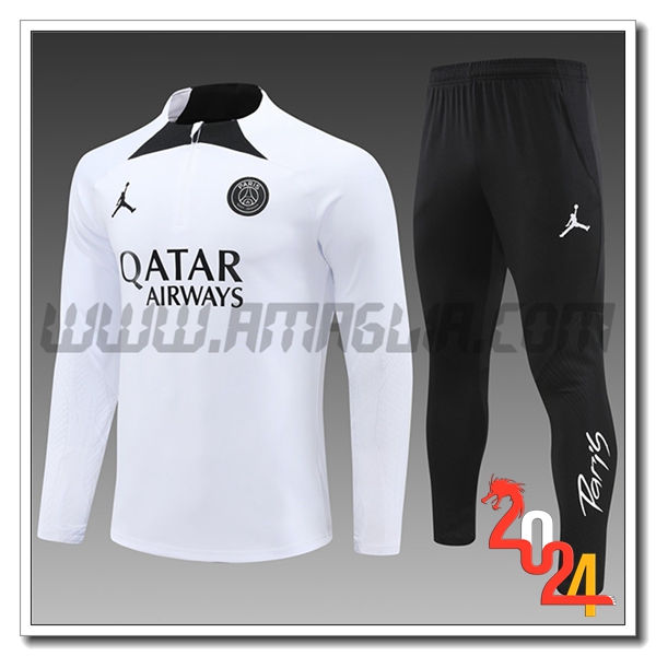 Tuta Allenamento PSG Bambino Bianco/Nero 2024 2025