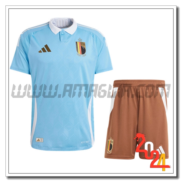 Kit Maglia Belgio Bambino Seconda 2024 2025 Cielo blu