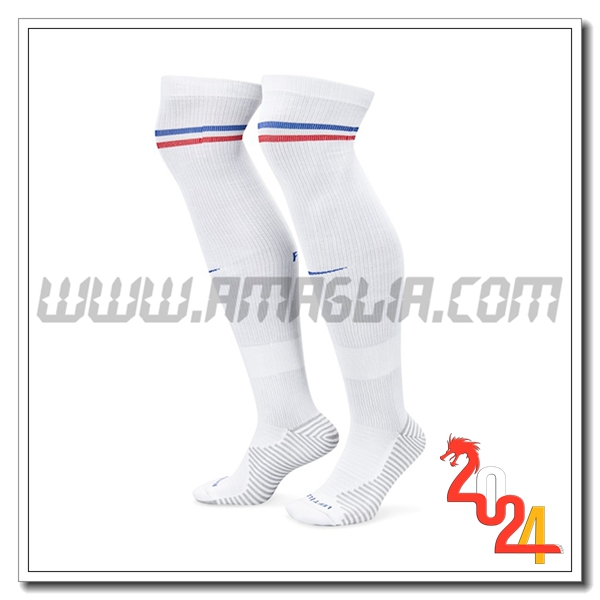 Seconda Calzini Calcio Francia 2024 2025 Bianco