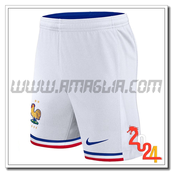 Prima Pantaloncini Calcio Francia 2024 2025 Bianco