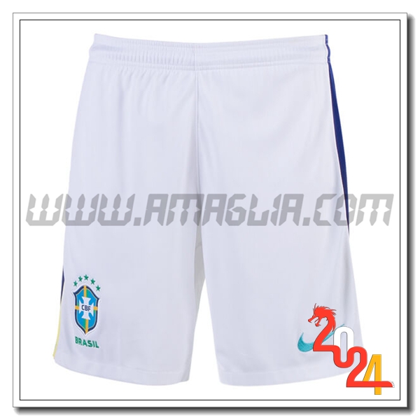 Seconda Pantaloncini Calcio Brasile 2024 2025 Bianco