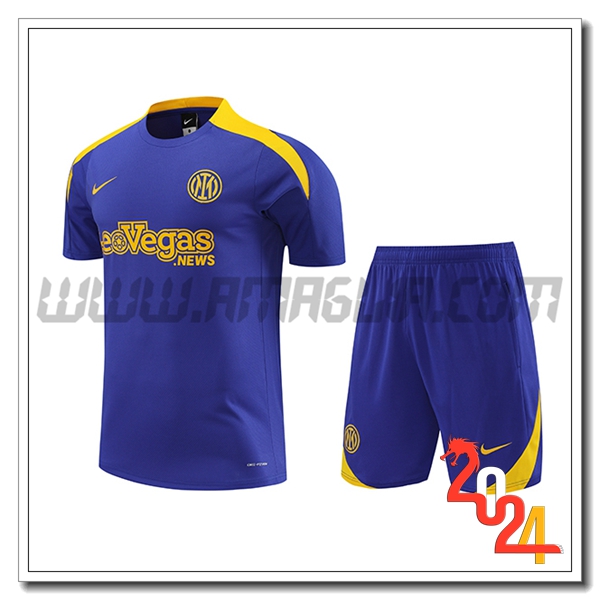 Kit Maglia Allenamento + Pantaloncini Inter Milan viola/Giallo 2024 2025