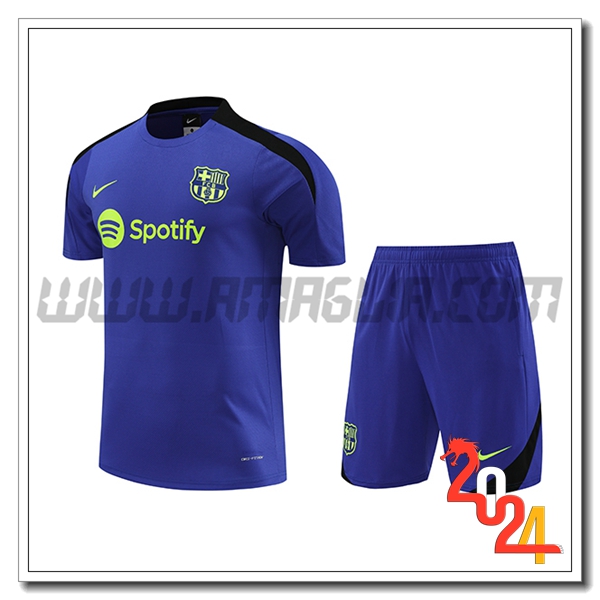 Kit Maglia Allenamento + Pantaloncini FC Barcellona viola/Verde 2024 2025
