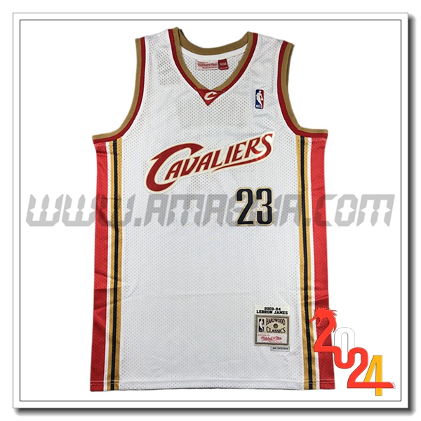 Maglia Cleveland Cavaliers (JAMES #23) 2024/25 Bianco/Rosso/Giallo