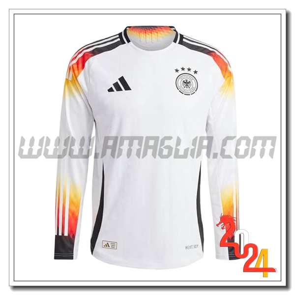 Prima Maglia Squadra Germania Maniche lunghe 2024 2025 Bianco