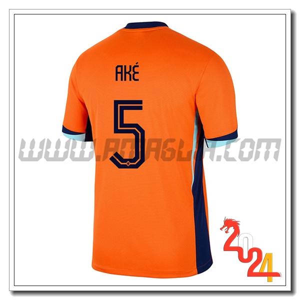 Prima Maglia Squadra Paesi Bassi AKE #5 Arancia 2024 2025