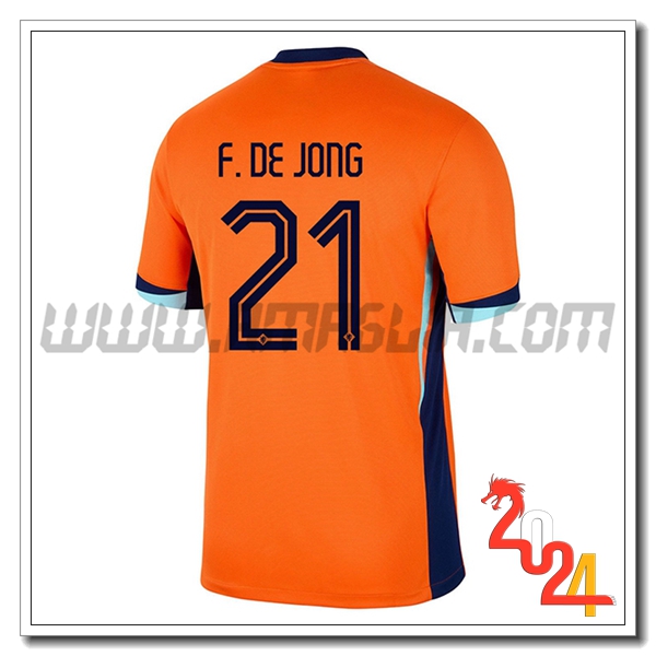 Prima Maglia Squadra Paesi Bassi F.DE JONG #21 Arancia 2024 2025