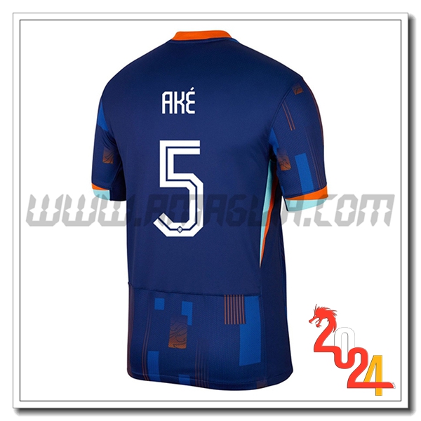 Seconda Maglia Squadra Paesi Bassi AKE #5 Blu marino 2024 2025