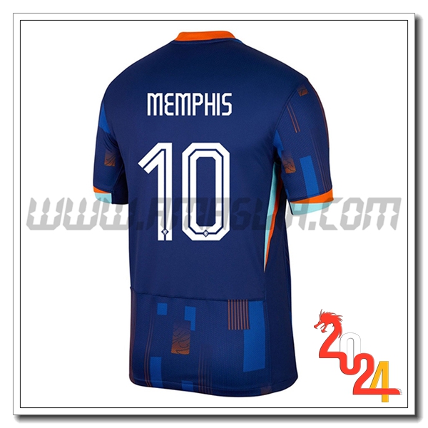 Seconda Maglia Squadra Paesi Bassi MEMPHIS #10 Blu marino 2024 2025