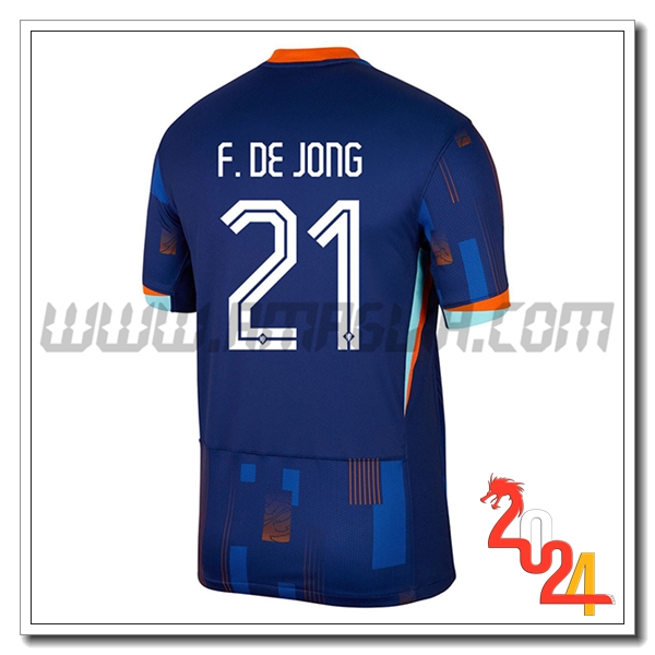 Seconda Maglia Squadra Paesi Bassi F.DE JONG #21 Blu marino 2024 2025