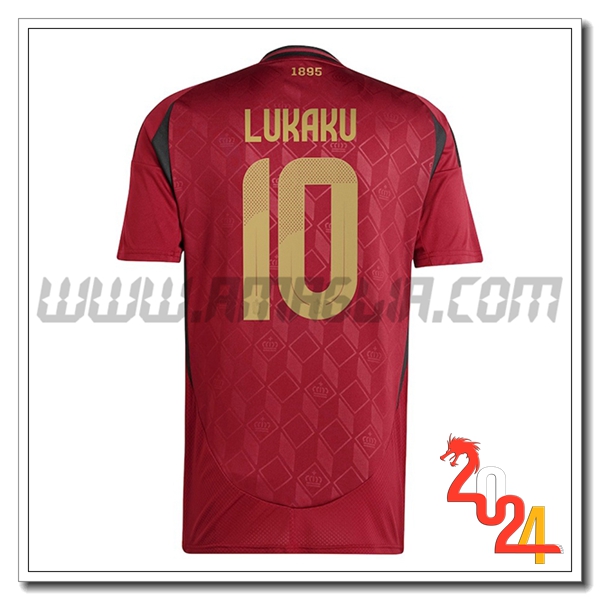 Prima Maglia Squadra Belgio LUKAKU #10 Rosso scuro 2024 2025