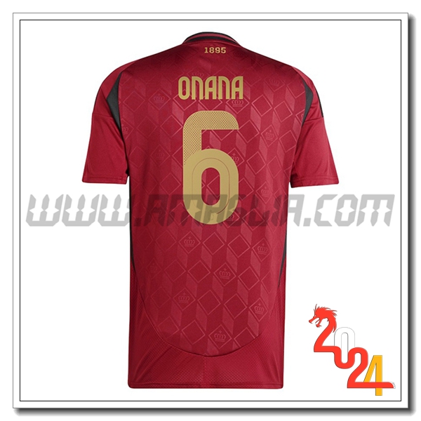 Prima Maglia Squadra Belgio ONANA #6 Rosso scuro 2024 2025