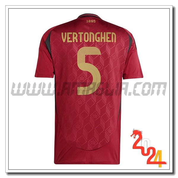 Prima Maglia Squadra Belgio VERTONGHEN #5 Rosso scuro 2024 2025