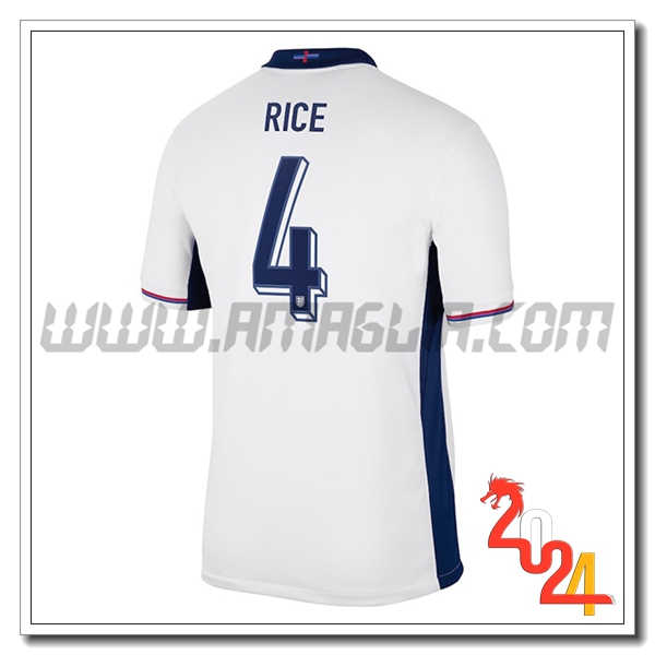 Prima Maglia Squadra Inghilterra RICE #4 Bianco 2024 2025