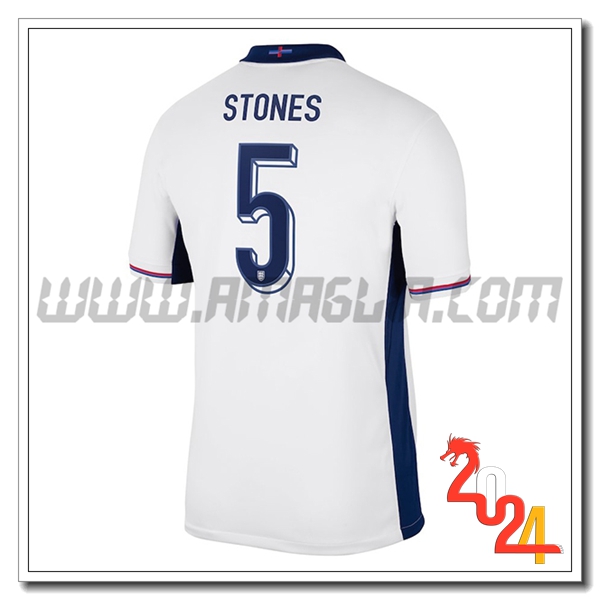 Prima Maglia Squadra Inghilterra STONES #5 Bianco 2024 2025