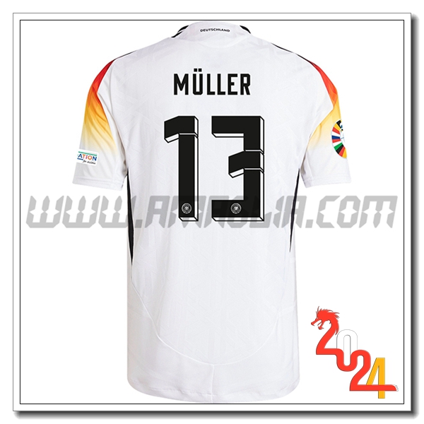 Prima Maglia Squadra Germania MULLER #13 Bianco 2024 2025