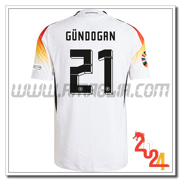 Prima Maglia Squadra Germania GUNDOGAN #21 Bianco 2024 2025