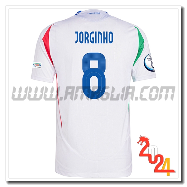 Seconda Maglia Squadra Italia JORGINHO #8 Bianco 2024 2025