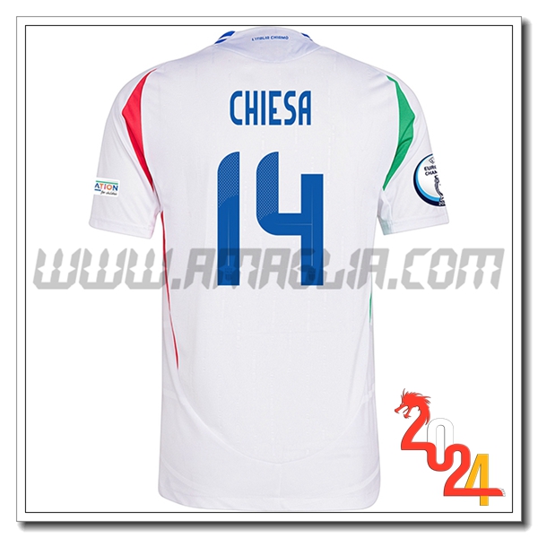 Seconda Maglia Squadra Italia CHIESA #14 Bianco 2024 2025