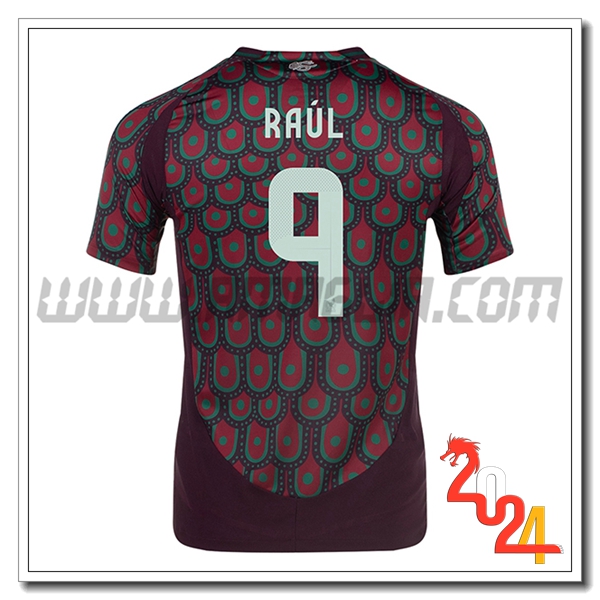 Prima Maglia Squadra Messico RAUL #9 Rosso scuro 2024 2025
