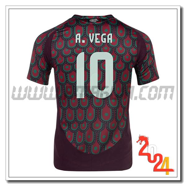 Prima Maglia Squadra Messico A.VEGA #10 Rosso scuro 2024 2025