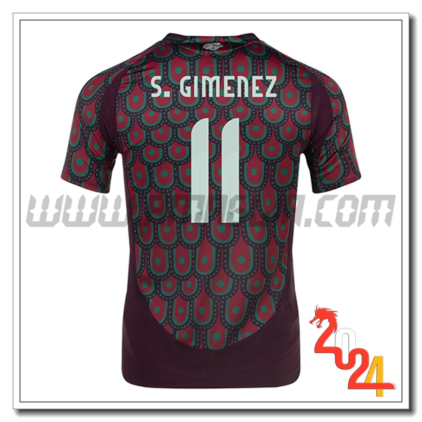 Prima Maglia Squadra Messico S.GIMENEZ #11 Rosso scuro 2024 2025