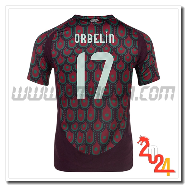 Prima Maglia Squadra Messico ORBELIN #17 Rosso scuro 2024 2025