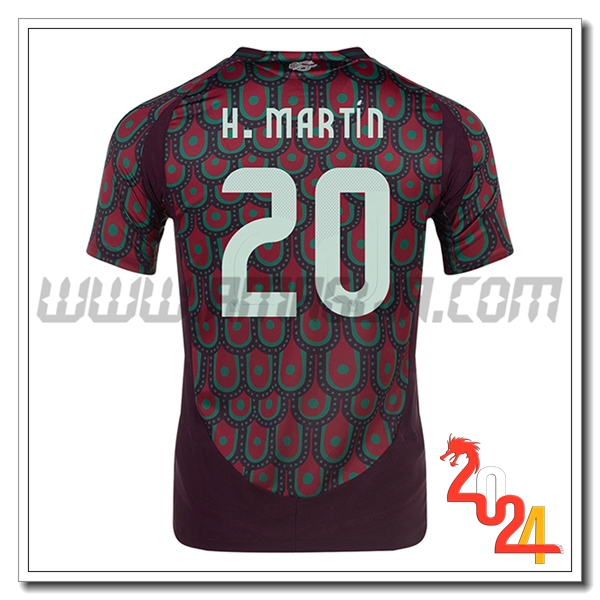 Prima Maglia Squadra Messico H.MARTIN #20 Rosso scuro 2024 2025