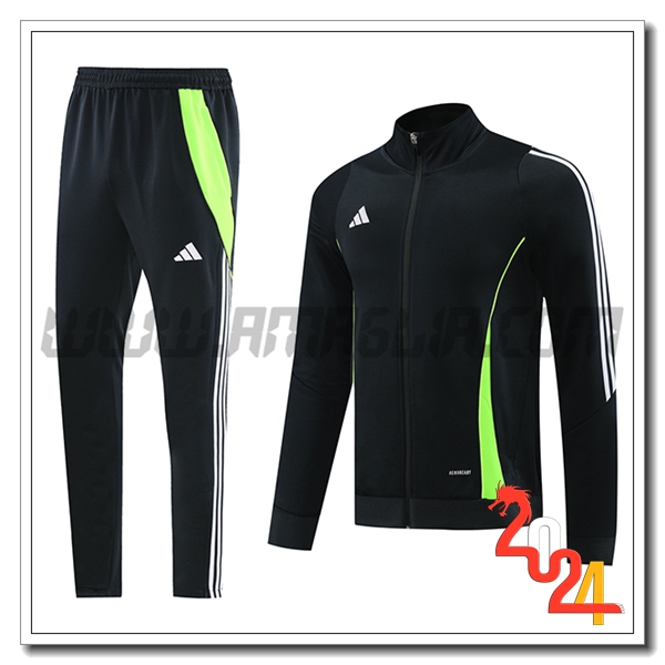 Tuta Allenamento Giacca Adidas Nero/Bianco/Verde 2024 2025