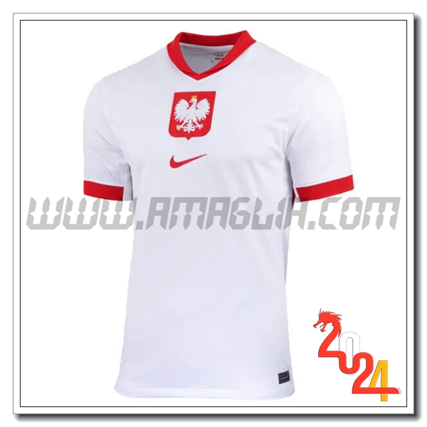 Prima Maglia Calcio Polonia UEFA Euro 2024 Bianco