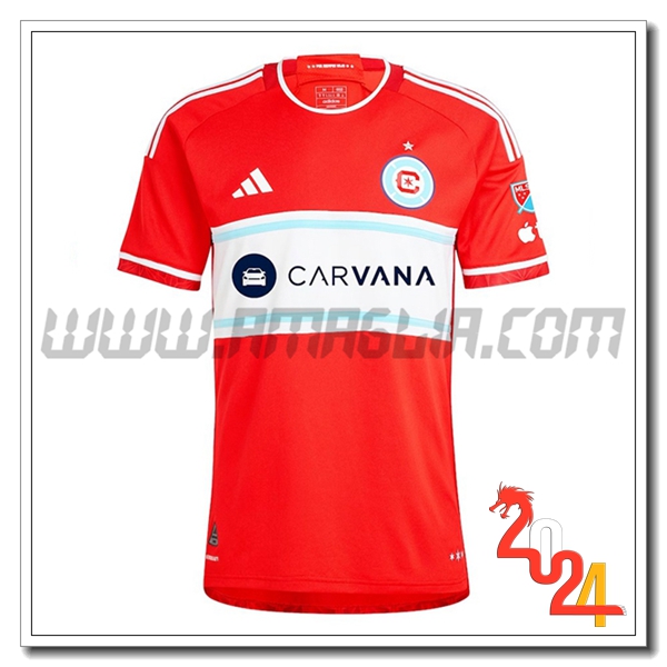 Chicago Fire FC Prima Maglia Calcio 2024 2025 Rosso Bianco