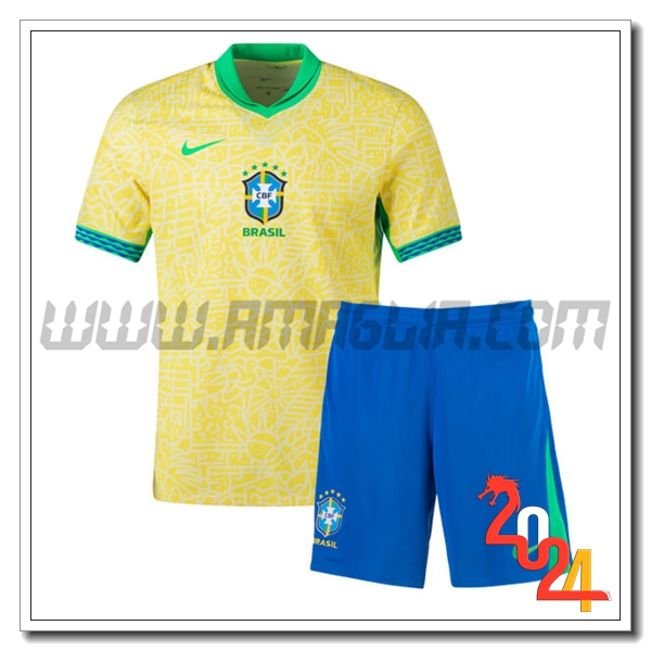 Kit Maglia Brasile Bambino Prima 2024 2025 GIALLO