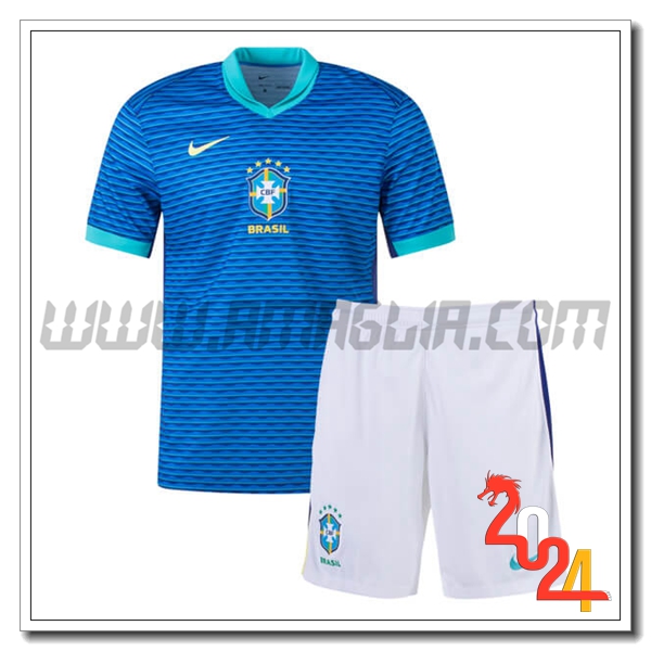 Kit Maglia Brasile Bambino Seconda 2024 2025 Blu