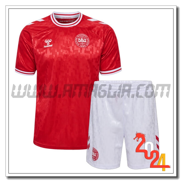 Kit Maglia Danimarca Bambino Prima 2024 2025 Rosso