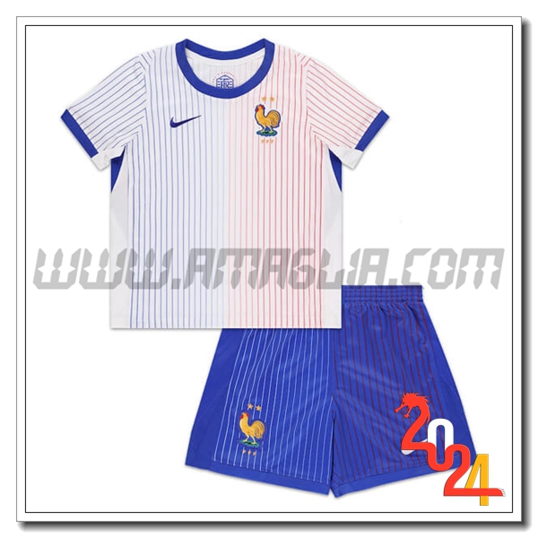 Kit Maglia Francia Bambino Seconda 2024 2025 Bianco