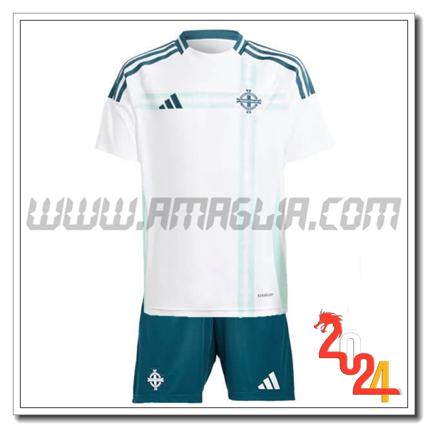 Kit Maglia Irlanda del Nord Bambino Seconda 2024 2025 Bianco