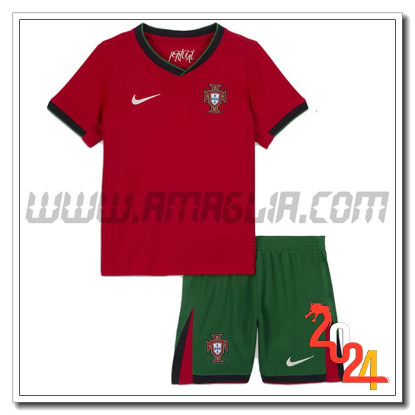 Kit Maglia Portogallo Bambino Prima 2024 2025 Rosso scuro