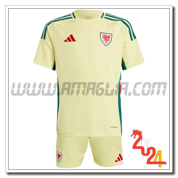 Kit Maglia Galles Bambino Seconda 2024 2025 GIALLO