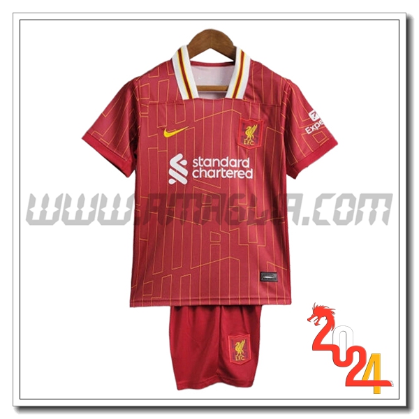 Kit Maglia FC Liverpool Bambino Prima 2024 2025 Rosso