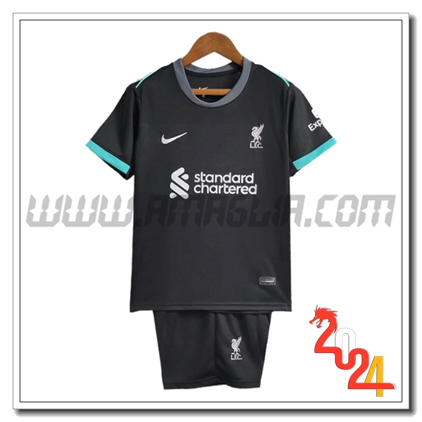 Kit Maglia FC Liverpool Bambino Seconda 2024 2025 Nero